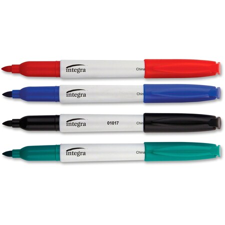 Integra Dry-Erase Markers, Bullet Tip, Assorted Colors, PK4 ITA01019